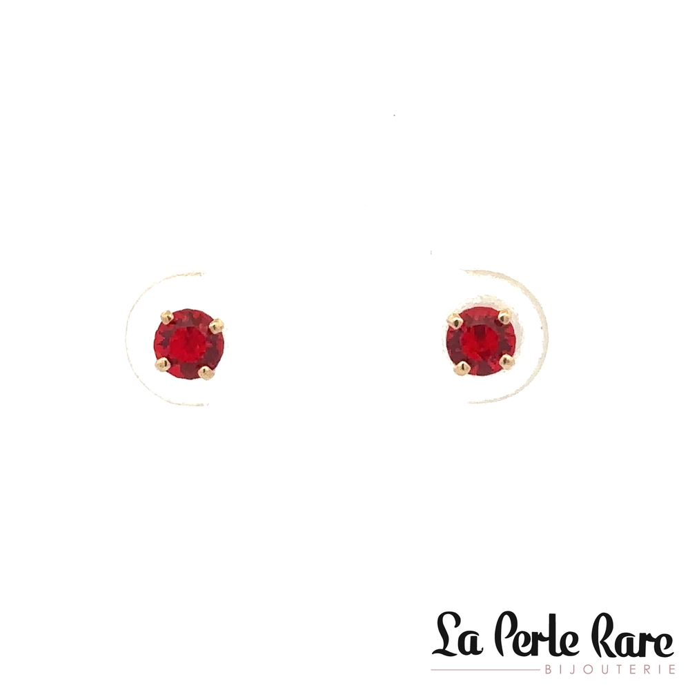 Bo fixes or jaune, zircons rouges pâle - 10123-4-JUILLET - Exclusivités