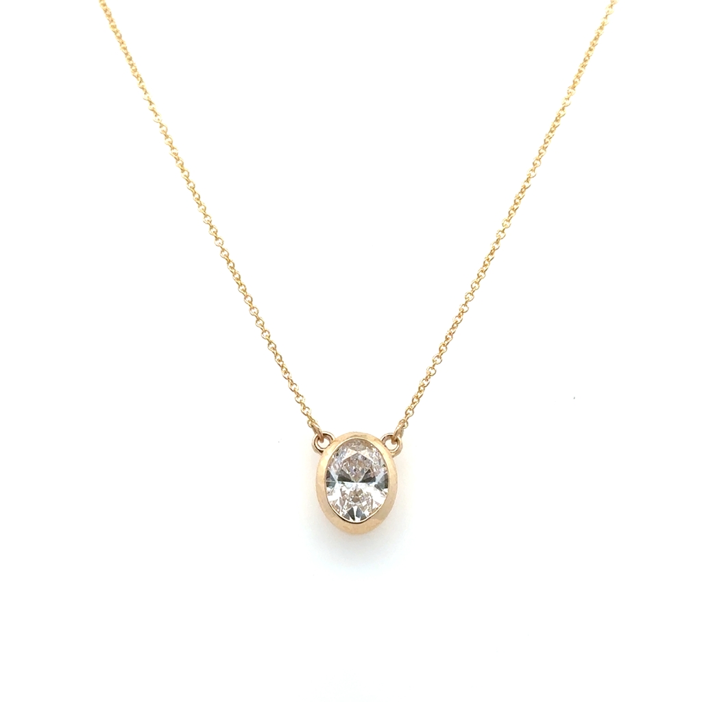Collier solitaire, or jaune 14 carats, diamant de laboratoire de 150 points, VS1/E, certificat