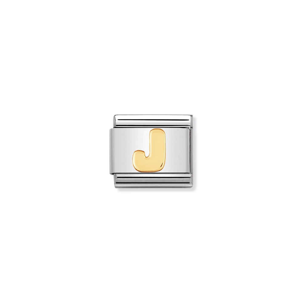 Maille classique lettre J, acier inoxydable, finition or jaune 18 carats - 03010110 - NOMINATION