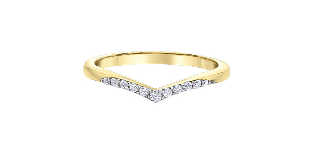 Bague chevron, or jaune 10 carats, 12 points de diamant total - DD8079Y - Corona