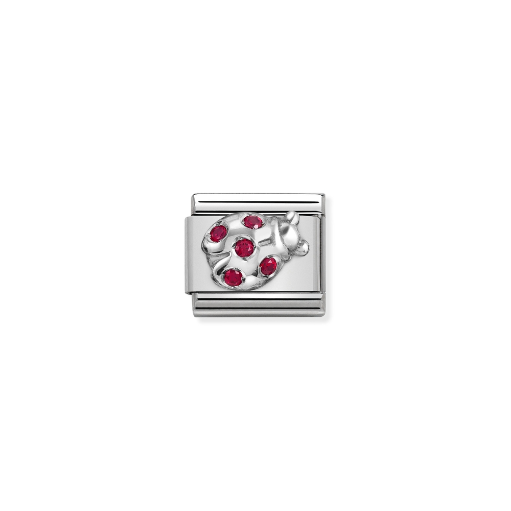 Maille classique coccinelle, acier inoxydable, argent, zircons rouges - 33030436 - NOMINATION