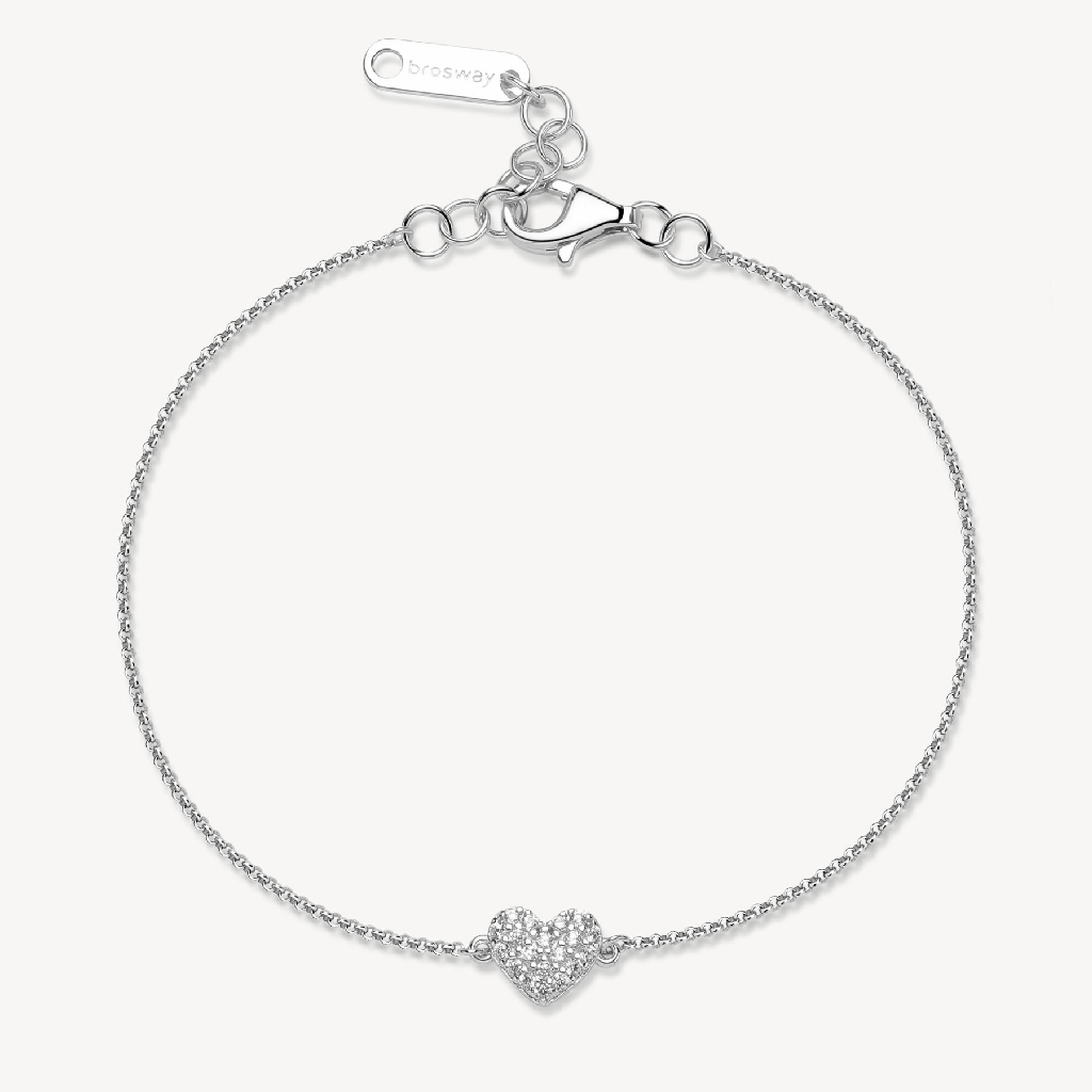 Bracelet cœur argent sterling rhodié et cristaux