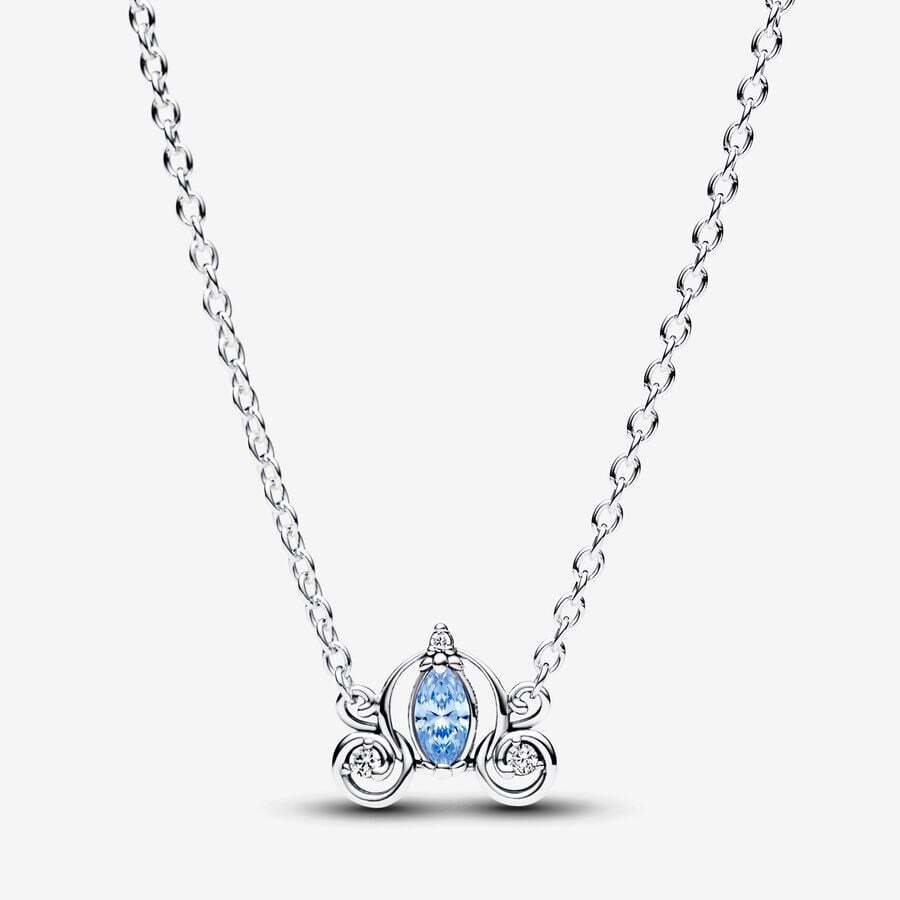 Collier Disney, carrosse de Cendrillon, argent, zircons bleus/blancs - 393057C01-45 - Pandora