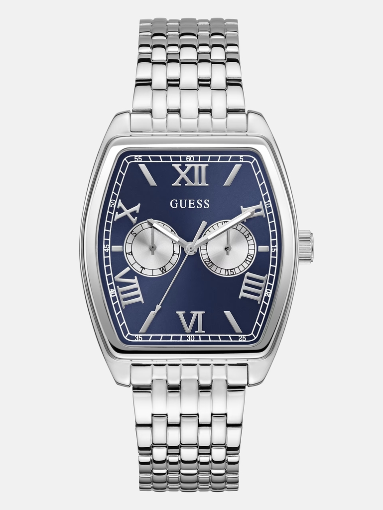 Montre acier inoxydable, fond bleu