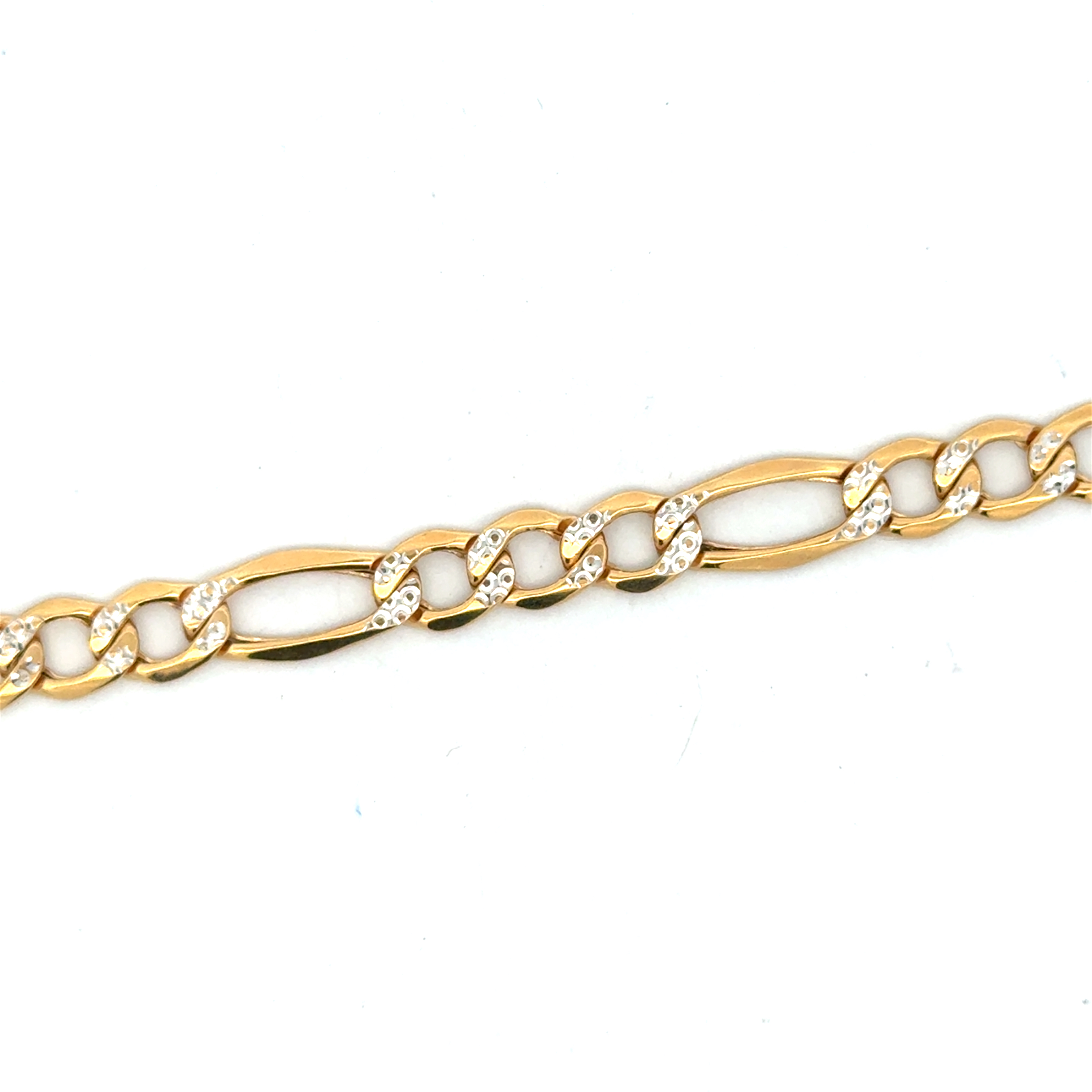 Bracelet figaro, or 2 tons (jaune et blanc) 10 carats