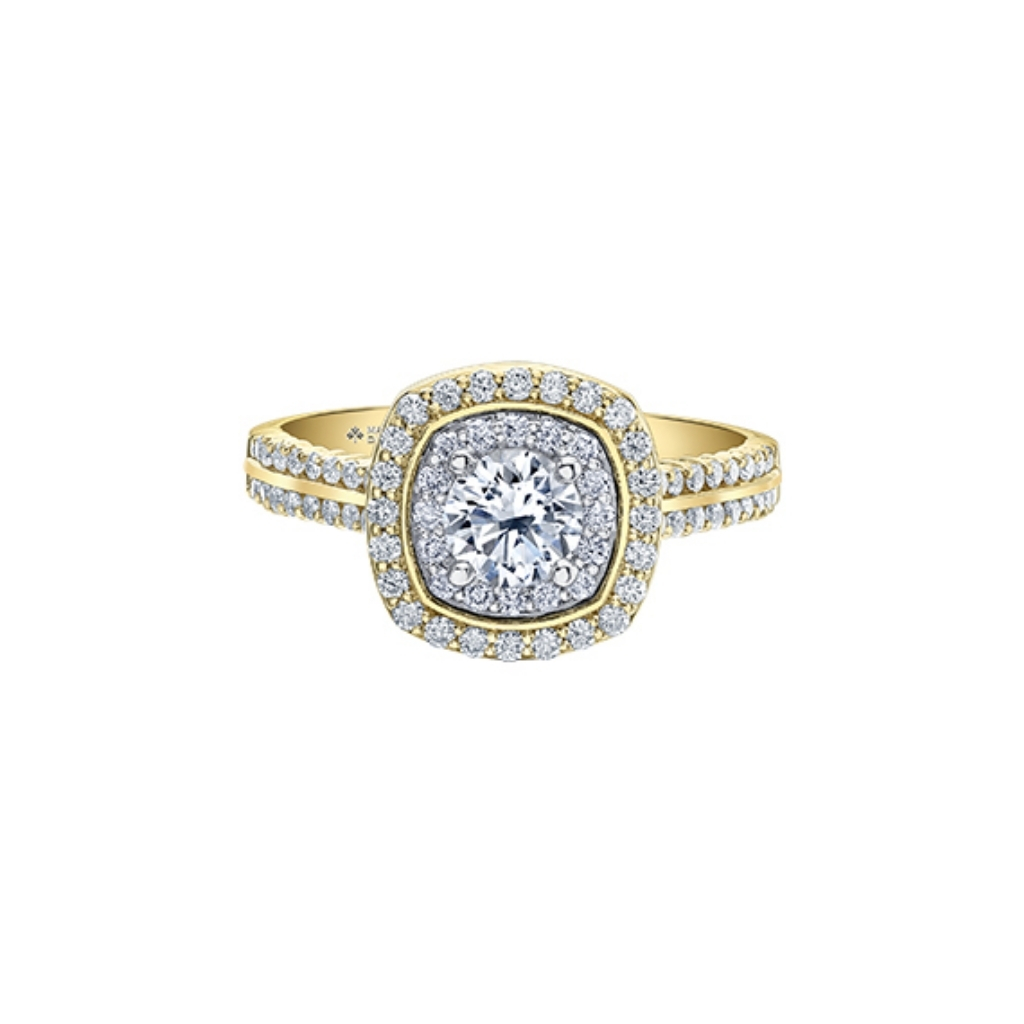 Bague or 2 tons (jaune/blanc) 14 carats, 106 points de diamant de laboratoire total, certificat - 31337YW-106 - Corona