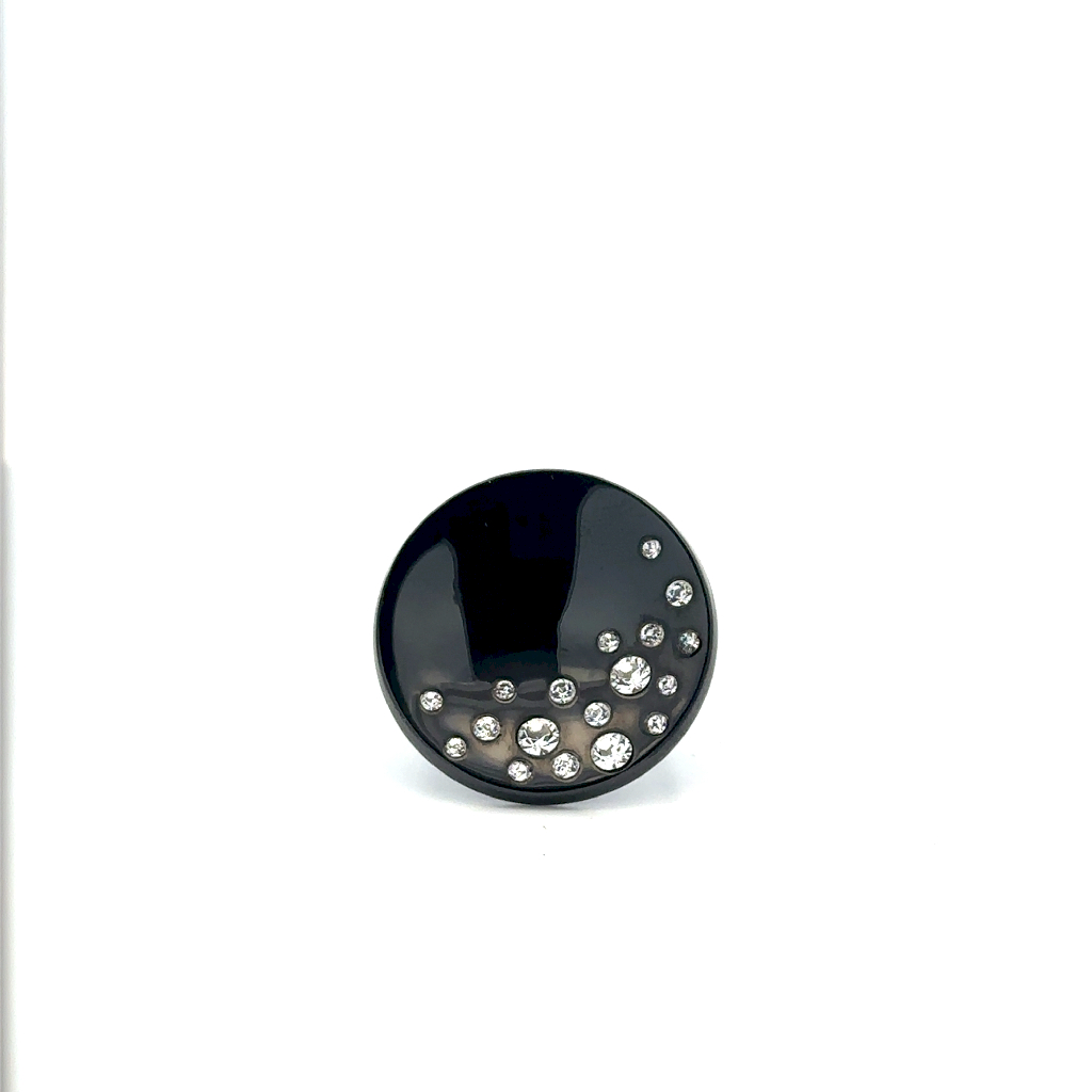 Bague acier noir, zircons - 170-R407-6.5 - Steelx