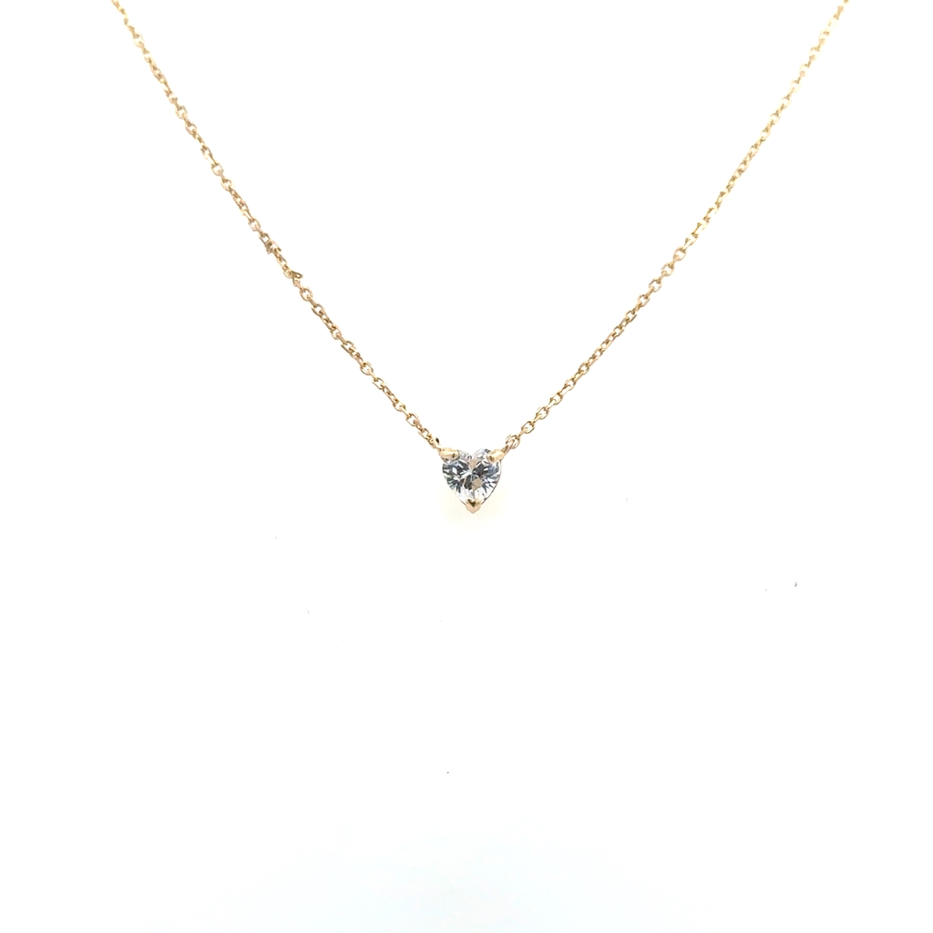 Collier coeur, or jaune 10 carats, zircon incolore - GA48690 - Pure Romance