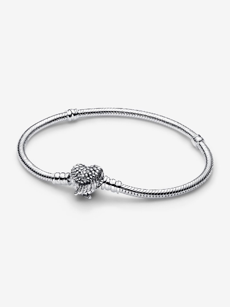 Bracelet fermoir coeur ailé, argent, zircons incolores - 593680C01-17 - Pandora