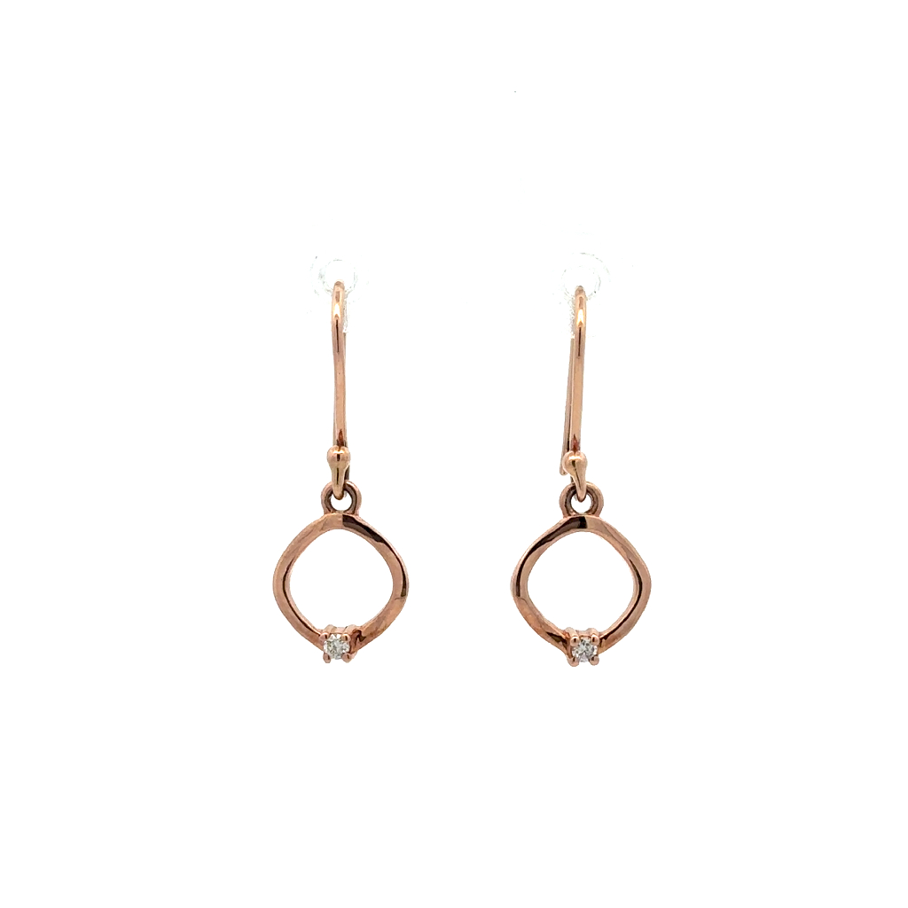 Boucles d'oreilles pendantes or rose 10 carats, 5 points de diamant canadien total, certificat - FIG2310E05 - Beverly Hills