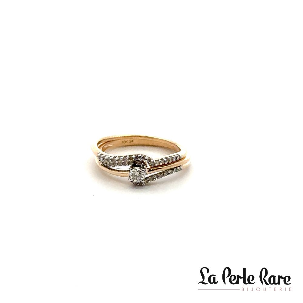 Ensemble d'alliances or jaune 10 carats, 25 points de diamants total - SKR43247-25-J - Sk Diamonds