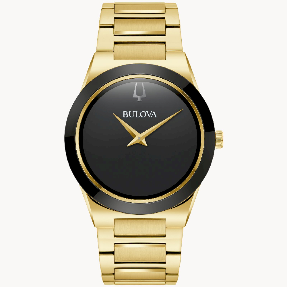 Montre acier inoxydable 2 tons (jaune/noir), fond noir - 97A183 - Bulova