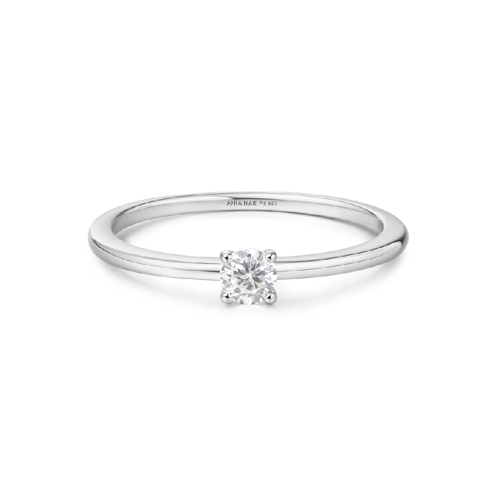 Ring in rhodium finished sterling silver with zircon