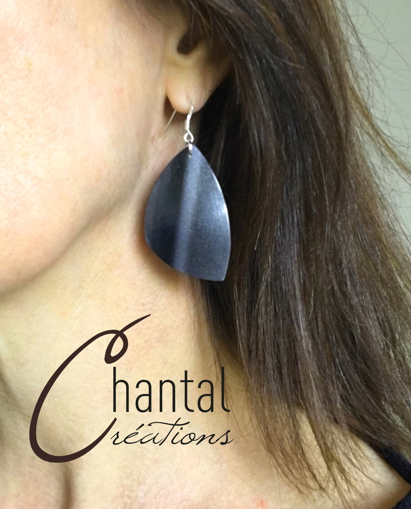 Boucles d'oreilles voiles dégradé gris - 21-bo-32 - Création Chantal