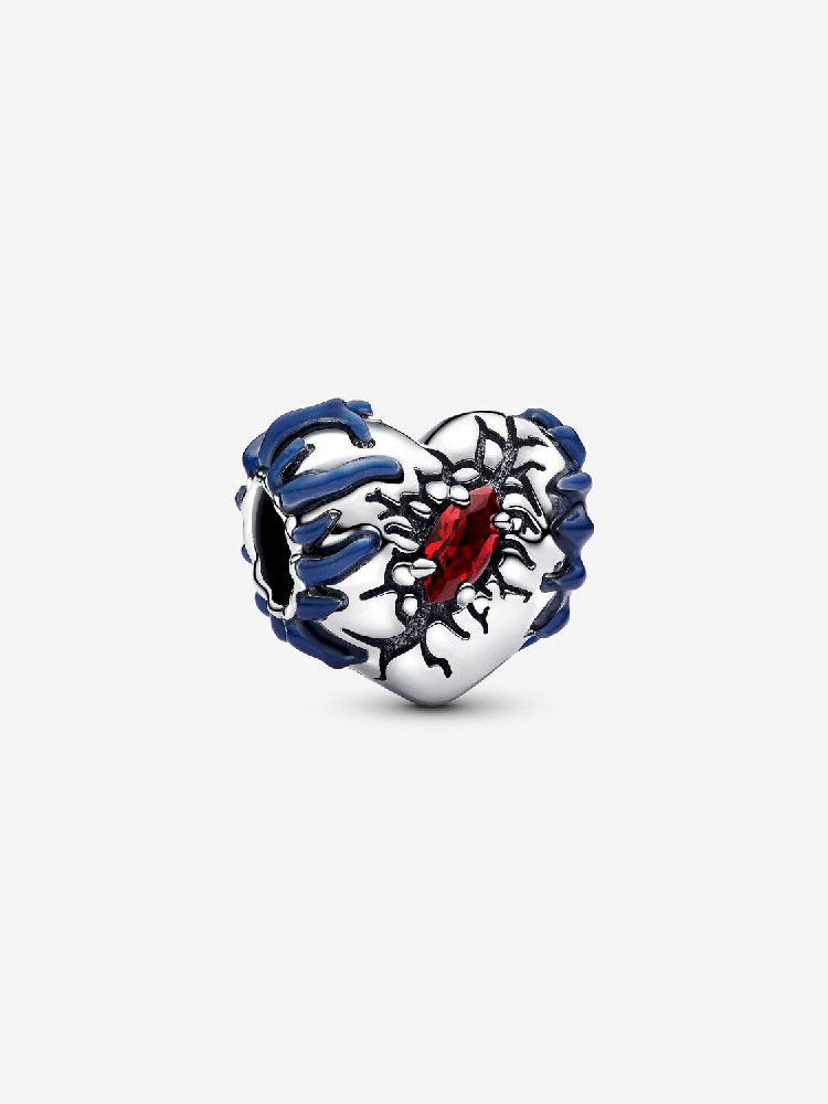 Bille coeur phosphorescent de Stranger Things, argent, émail bleu, cristal rouge - 793565C01 - Pandora