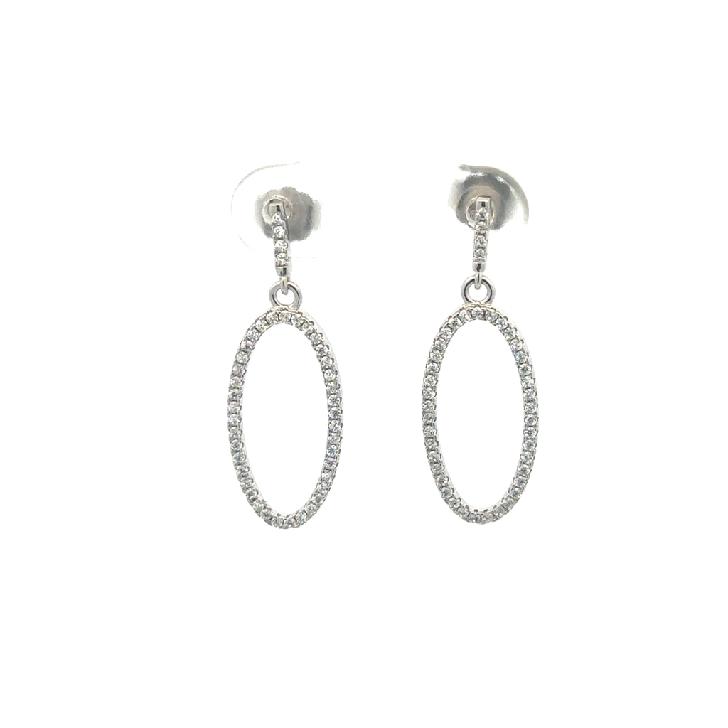 Boucles d'oreilles pendantes argent, zircons incolores