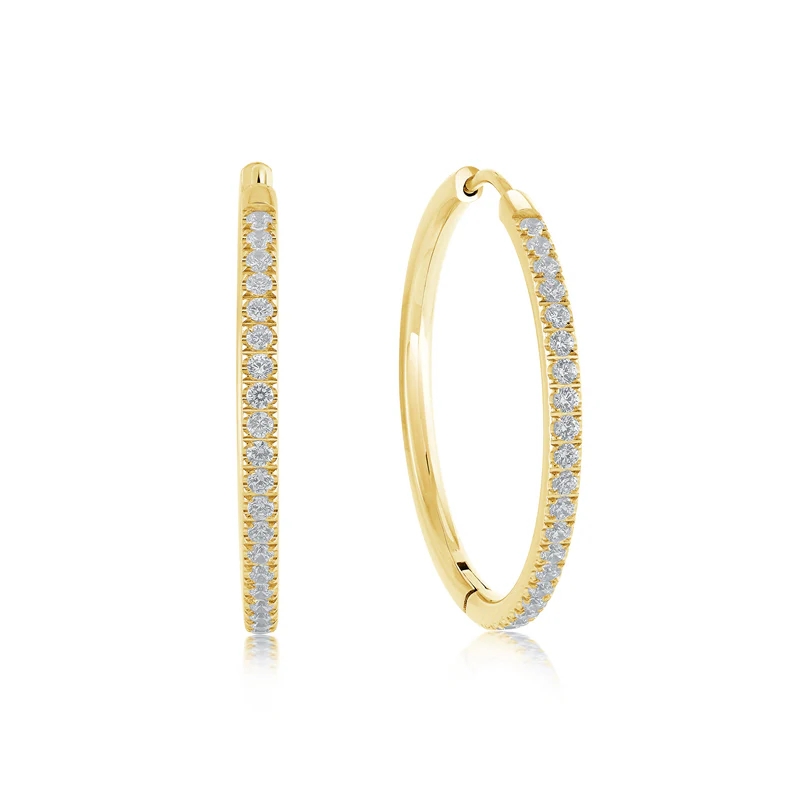 Anneaux de type huggies acier inoxydable doré, zircons incolores, 29.5 millimètres - SEA334-GO - Italgem Steel