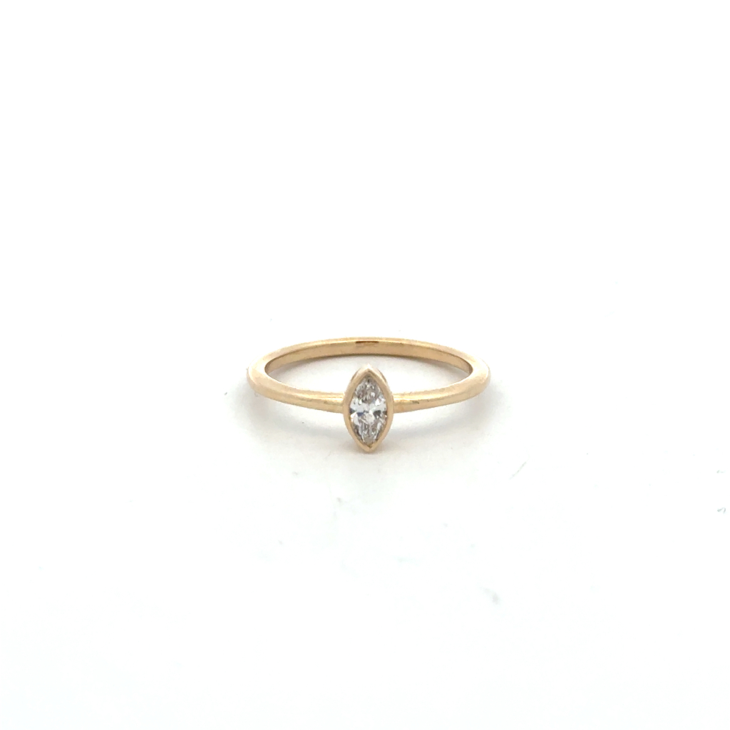 Bague or jaune 10 carats, diamant de laboratoire de 20 points