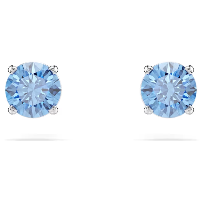 Boucles d'oreilles fixes métal finition rhodium, cristaux bleus - 5734250 - Swarovski