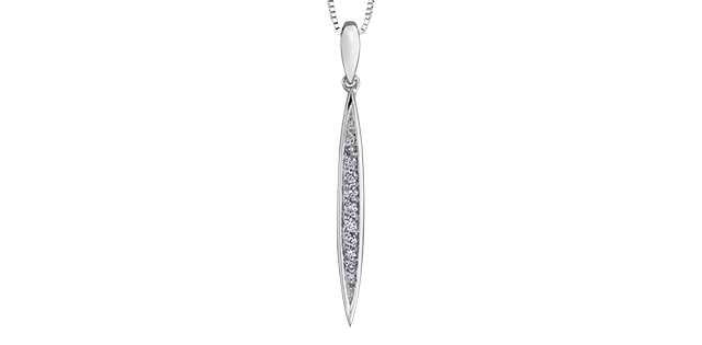Pendentif or blanc 10 carats, 7 points de diamants total - DD8123W07 - Corona