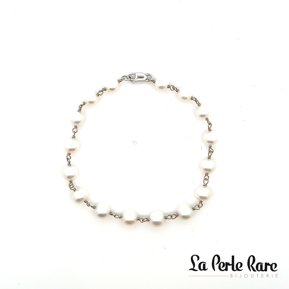Bracelet or blanc, perles eau douce - GRACE10W-756 - Exclusivités