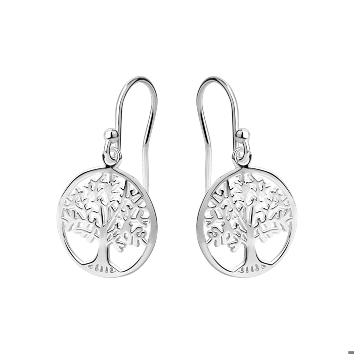 Drop earrings arbre de vie, sterling silver