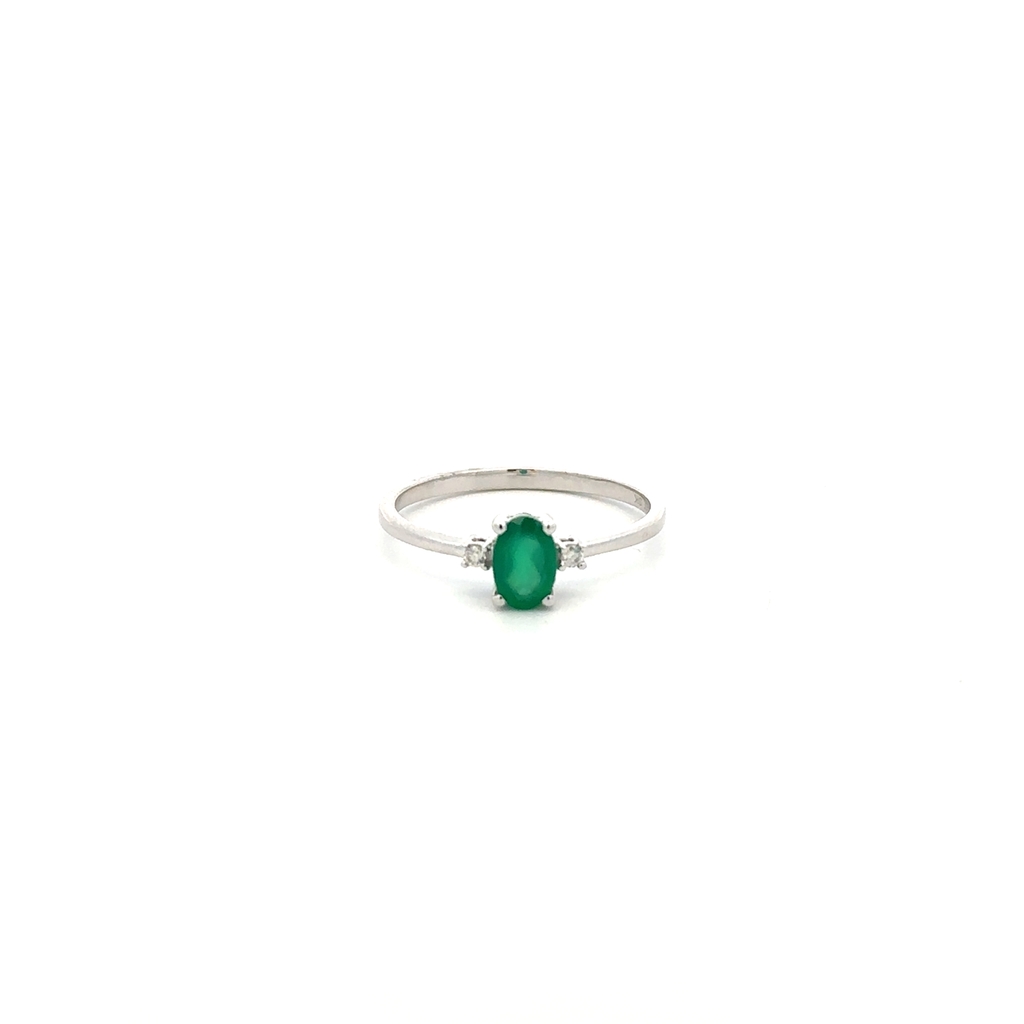 Bague or blanc 14 carats, émeraude de 45 points, 3 points de diamant total - SKR40125-ED - Exclusivités