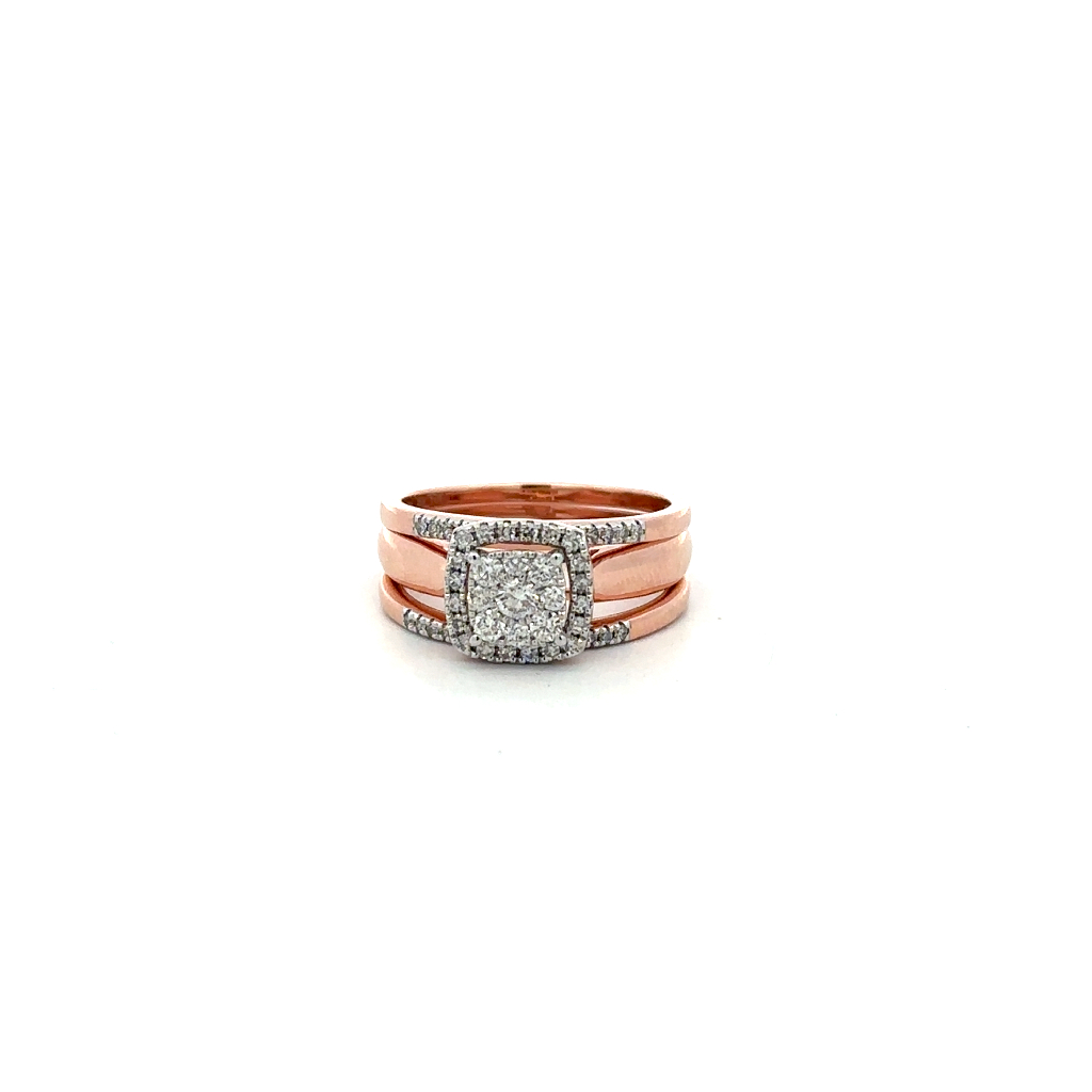 Ensemble d'alliances or rose 10 carats, 50 points de diamant total - SKR19767-50R - Exclusivités
