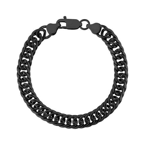 Bracelet mailles cubaine, acier inoxydable noir - AS-B442BK-7.5 - Arz Steel