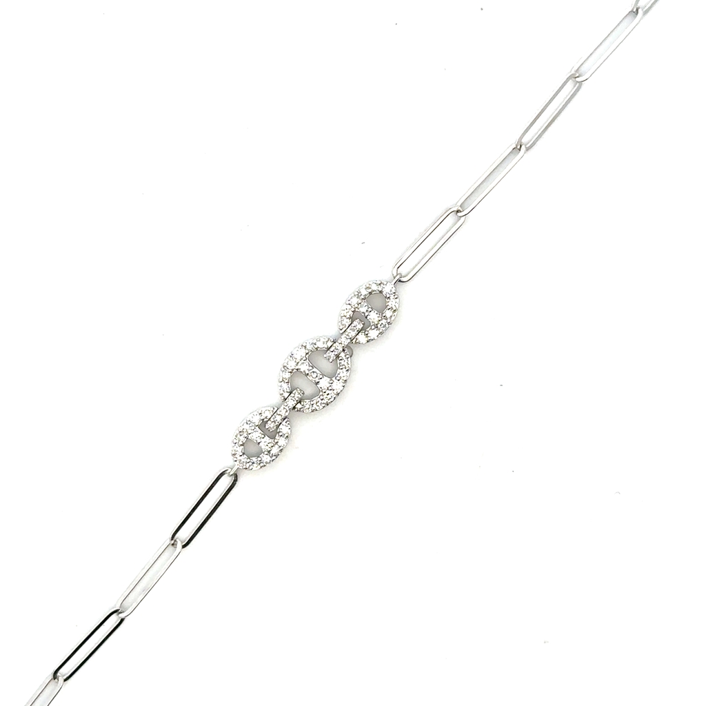 Bracelet or blanc 10 carats, 35 points de diamant de laboratoire total, VS/EF, certificat - LGB44512-35 - Exclusivités