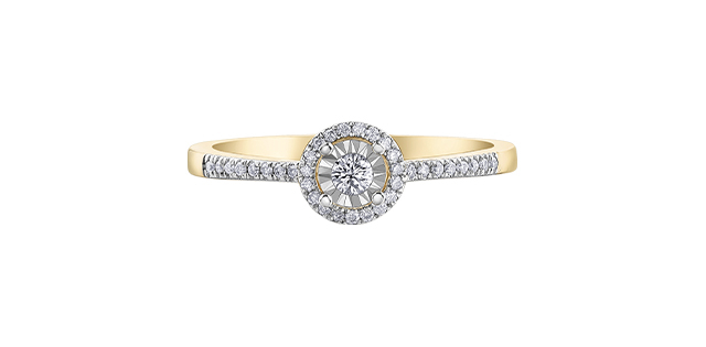 Bague or 2 tons (jaune et blanc), 15 points de diamant total - 30898YW-15-10 - Corona