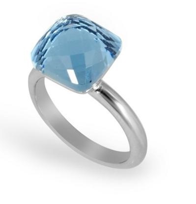 Bague acier, zircon bleu - T4X7230180 - Steelx