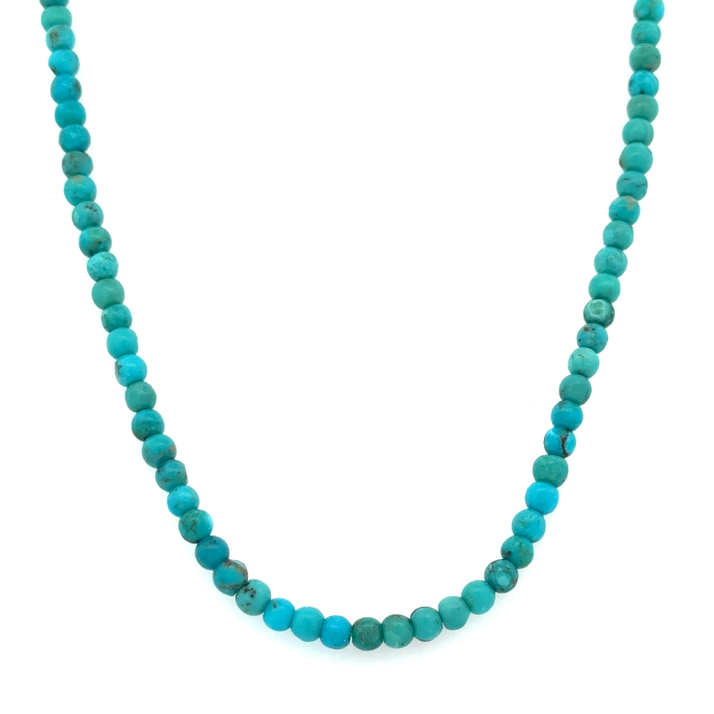 Collier turquoises, fermoir argent