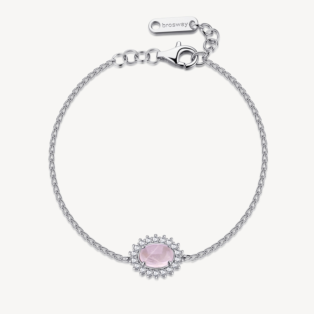 Bracelet argent finition rhodium, quartz rose, zircons incolores - FVP122 - Brosway Italia