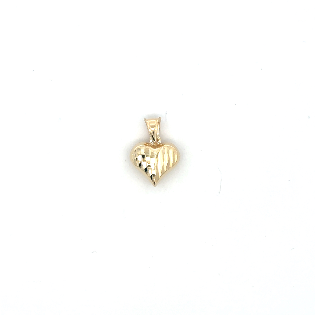 Pendentif coeur bombé et texturé, or jaune 10 carats - PCM-270-J - Exclusivités