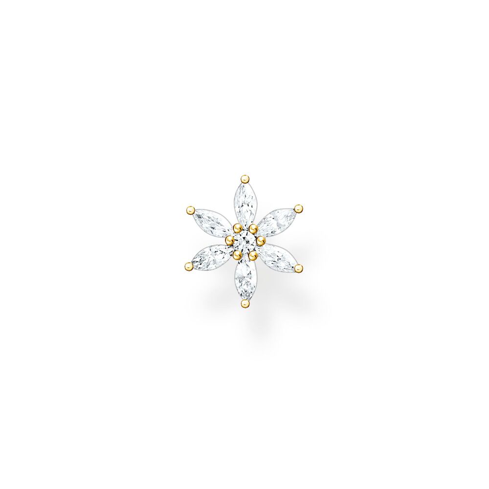 Bo fixe (seule) fleur argent doré, zircons - H2196-414-14 - Thomas Sabo