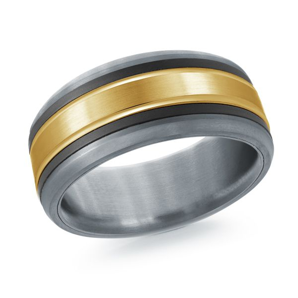 Jonc tantalum, or jaune 14 carats, fibre de carbone, 8 millimètres