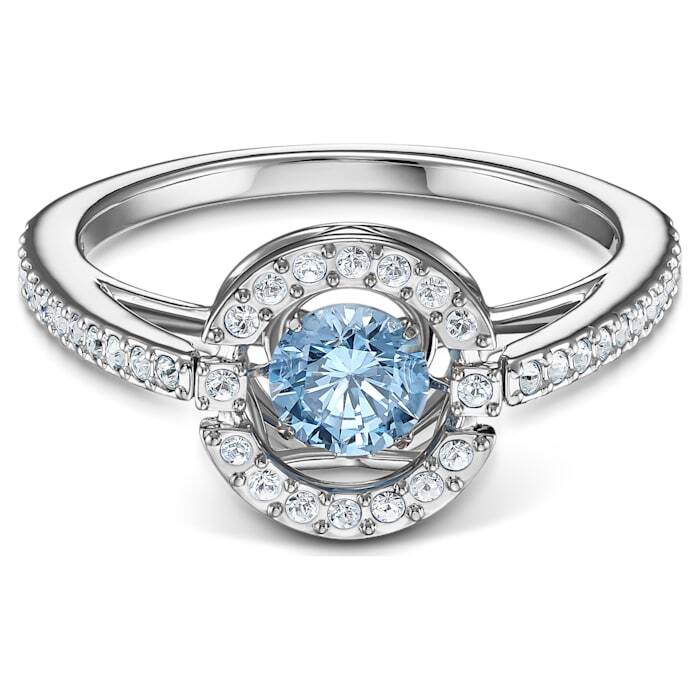 Bague métal, cristaux blancs/bleu Bague métal, cristaux blancs/bleu