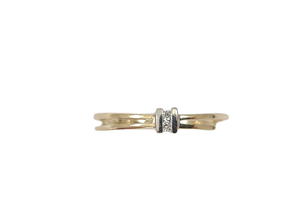 Bague or 2 tons (jaune/blanc), 2 pts dia tot Bague or 2 tons (jaune/blanc), 2 pts dia tot