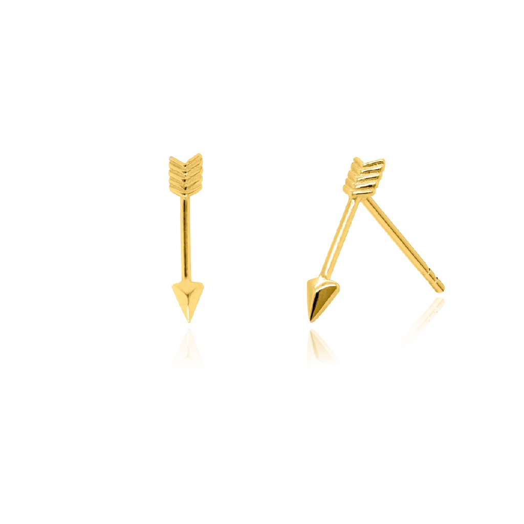Boucles d'oreilles fixes flèches, or jaune 10 carats