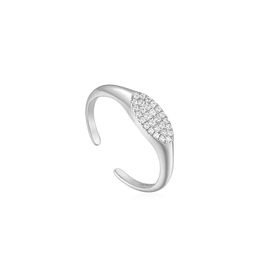 Bague ajustable argent rhodié, zircons - R037-02H - Ania Haie