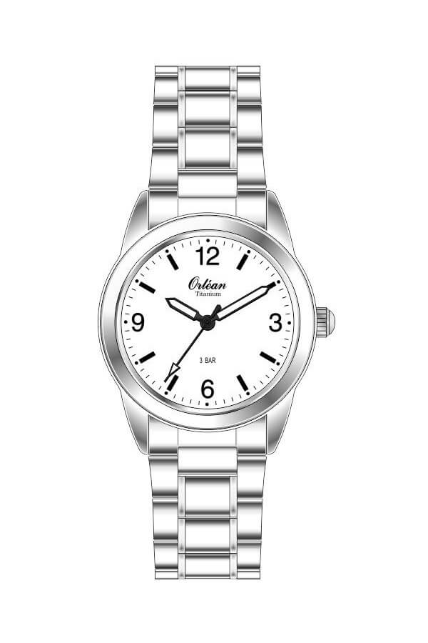 Montre titane, fond blanc - ME3632 - Orlean