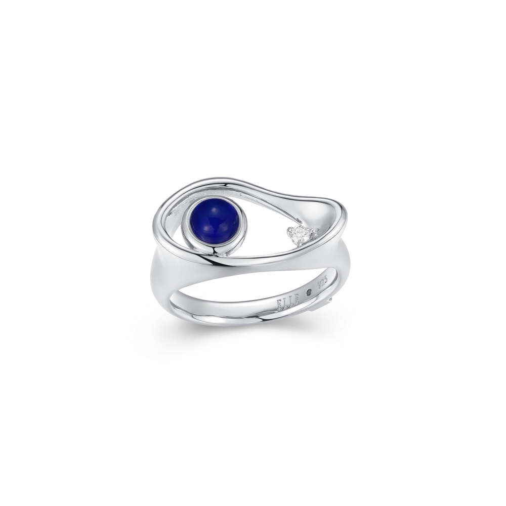 Bague argent rhodié, opale bleue, zircon - R4LAGY31A8 - Elle