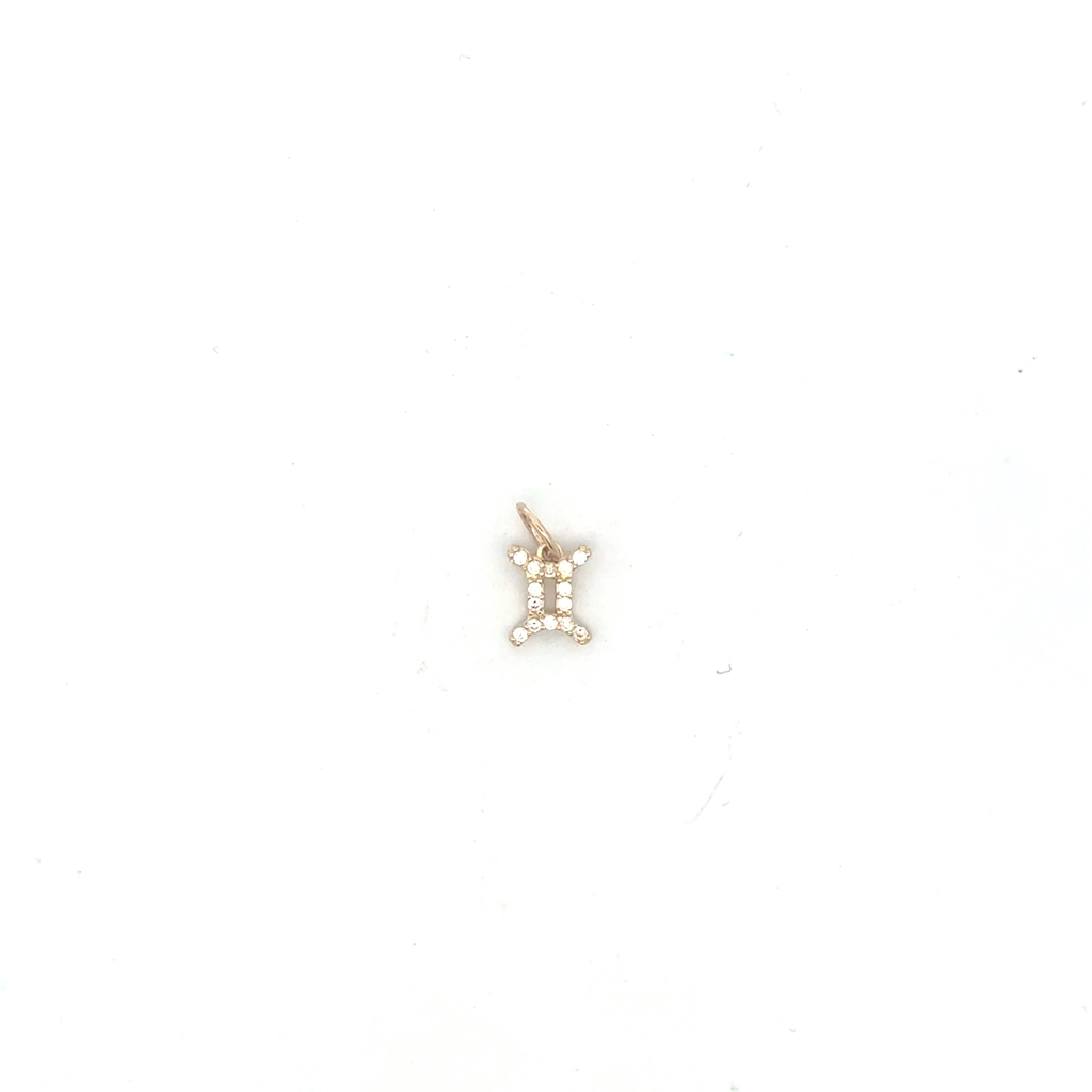 Pendentif zodiaque Gémeaux, or jaune 10 carats, zircons incolores - 14293-GEMEAUX - Exclusivités