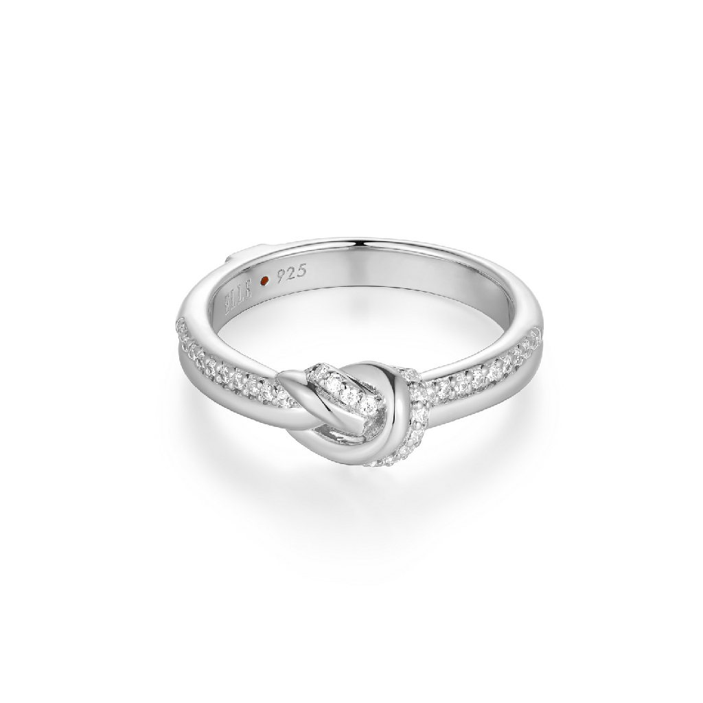 Bague noeud, argent rhodié, zircons incolores - R4LAKU00A8 - Elle