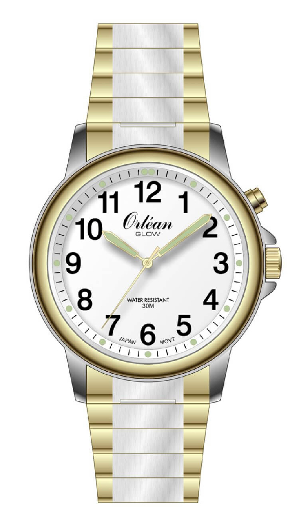 Montre extensible, acier inoxydable 2 tons (jaune/blanc) - ME3640 - Orlean