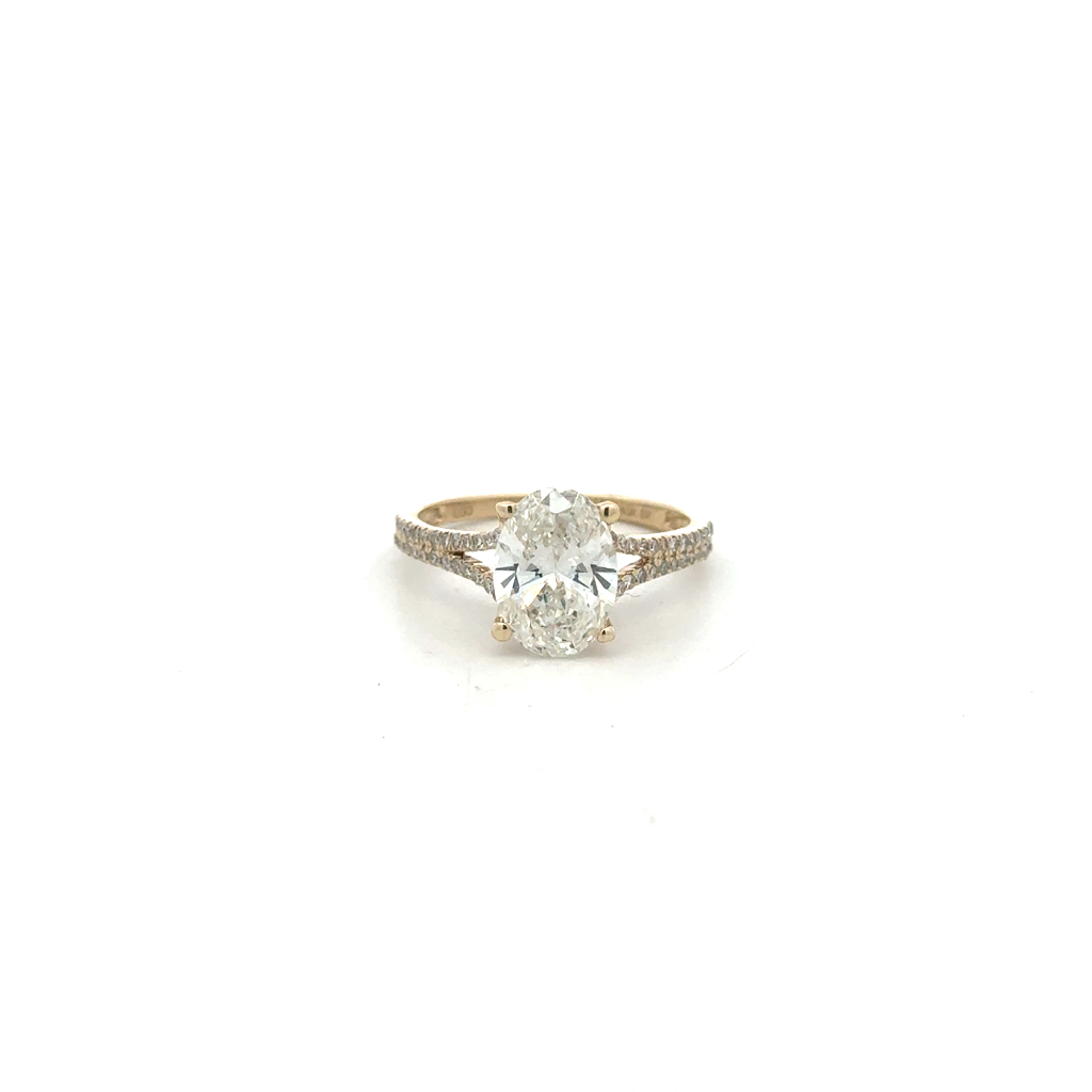 Bague or jaune 10 carats, 225 points de diamant de laboratoire total, VS1/F, certificat