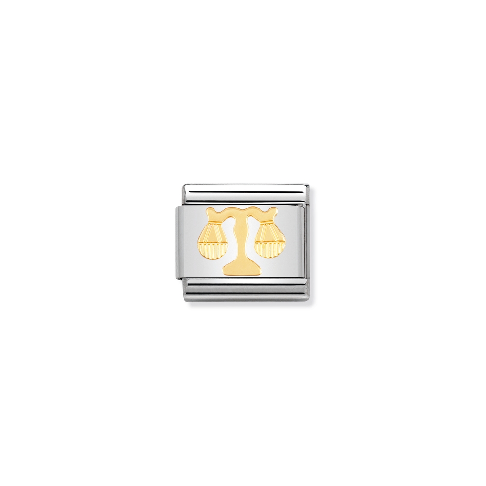 Maille classique zodiaque Balance, acier inoxydable, finition or jaune 18 carats - 03010407 - NOMINATION