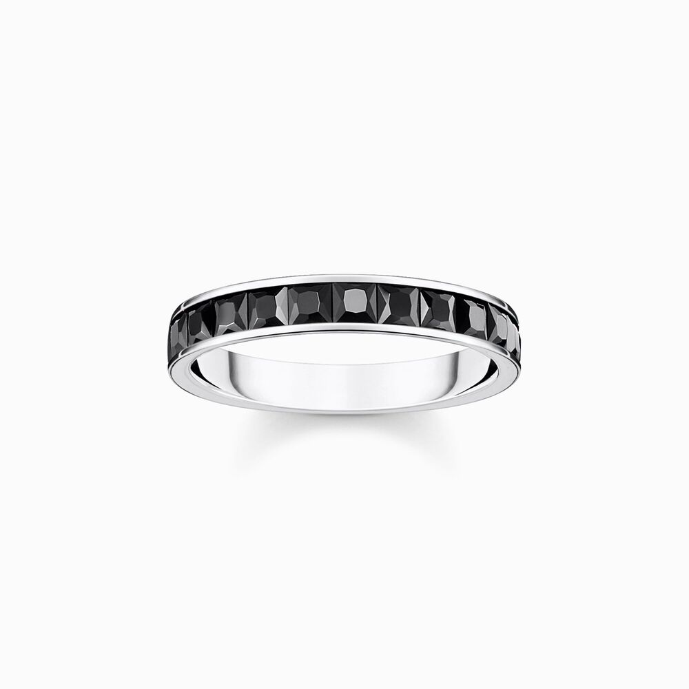 Jonc semi-éternité argent, zircons noirs - TR2358-643-11-54 - Thomas Sabo