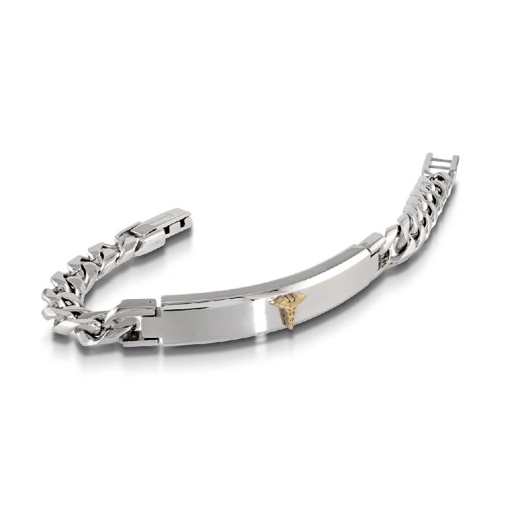 Bracelet médical gourmette, acier inoxydable 2 tons (blanc/jaune), 9 millimètres - SMAB11 - Italgem Steel